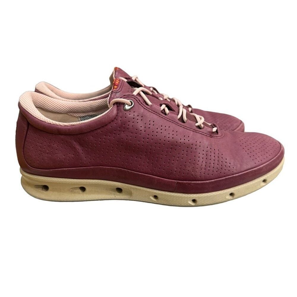 ECCO Women's Golf Yak Leather Performance Burgundy Trainers Shoes Size EU 39 US